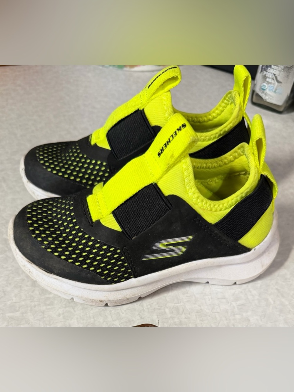 Skechers Kids' Neon Yellow and Black Slip-On Sneakers